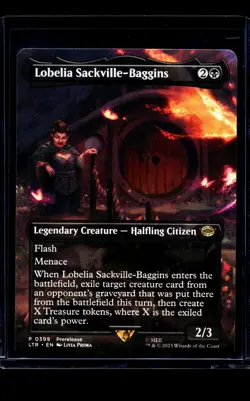 Magic The Gathering Lord of the Rings Borderless Promo Lobelia Sackville-Baggins - Image 1