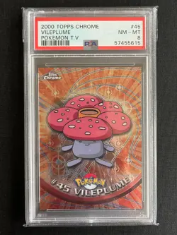 PSA 8 Topps Chrome Vileplume #45 Holo Rare Pokemon TV 2000 Mint - Image 1