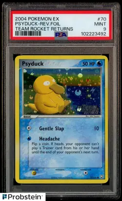 2004 Pokemon EX Psyduck Reverse Foil Team Rocket Returns #70 PSA 9 - Image 1