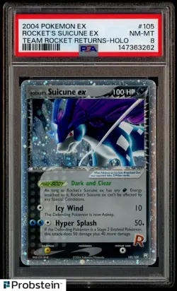 2004 Pokemon Ex Team Rocket Returns #105 Rocket's Suicune Ex - Holo PSA 8 - Image 1
