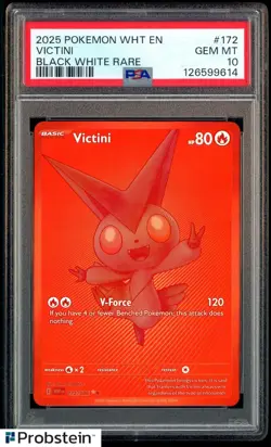 2025 Pokemon SV White Flare WHT EN Victini Black and Rare #172/086 PSA 10 - Image 1