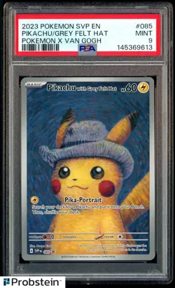 2023 Pokemon SVP EN Pokemon X Van Gogh #085 Pikachu With Grey Felt Hat PSA 9 - Image 1