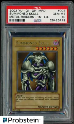 2002 Yu-Gi-Oh! MRD Metal Riders 1st Edition #003 Summoned Skull PSA 10 GEM MINT - Image 1
