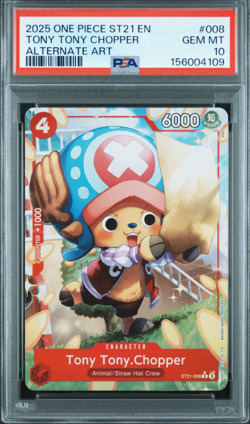 2025 ONE PIECE STARTER DECK ST21-EX GEAR 5 ALT ART #008 TONY TONY CHOPPER PSA 10 - Image 1