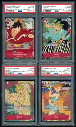 Lot of (10) PSA 10 Sequential One Piece English 1st Anniversary Set w/ Luffy - Image 2