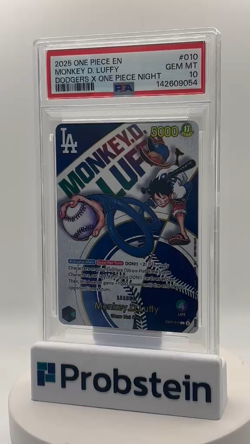 2025 ONE PIECE PROMOS DODGERS X ONE PIECE NIGHT #010 MONKEY D. LUFFY PSA 10 - Image 2