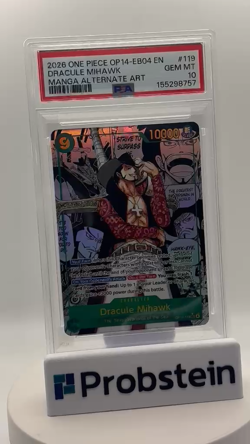 2026 One Piece OP14-EB04 EN Manga Alternate Art #119 Dracule Mihawk PSA 10 - Image 2