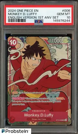 2024 One Piece English Version 1st Anniversary Set #006 Monkey D. Luffy PSA 10 - Image 1