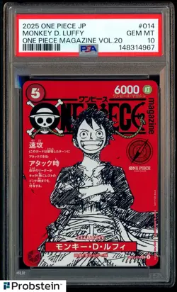 2025 One Piece Japanese One Piece Magazine Vol.20 #014 Monkey D Luffy PSA 10 - Image 1