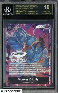 2022-24 One Piece Promos Monkey D. Luffy Online Reg Finalist BGS 10 BLACK LABEL - Image 1