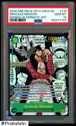 2026 One Piece OP14-EB04 EN Manga Alternate Art #119 Dracule Mihawk PSA 10 - Image 1