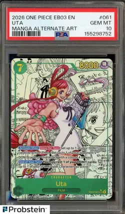 2025 One Piece EB03 English #061 Uta Manga Alternate Art PSA 10 GEM MINT - Image 1