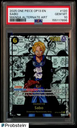 2025 One Piece OP13 En Manga Alternate Art #120 Sabo PSA 10 GEM MINT - Image 1