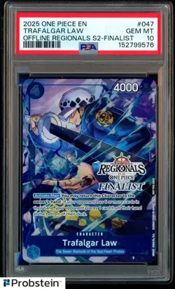 2025 ONE PIECE OFFLINE REGIONALS FINALIST OP07-047 TRAFALGAR LAW PROMO PSA 10 - Image 1