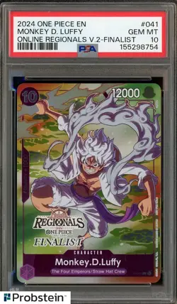 2024 One Piece Online Regionals V2 Finalist Monkey D Luffy #P-041 PSA 10 - Image 1