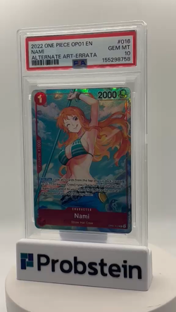 2022 One Piece OP01 EN Nami Alternate Art Errata Beta #016 PSA 10 GEM MINT - Image 2