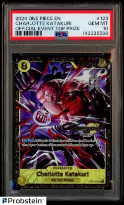 2024 One Piece EN Official Event Top Prize #123 Charlotte Katakuri PSA 10 GEM MT - Image 1