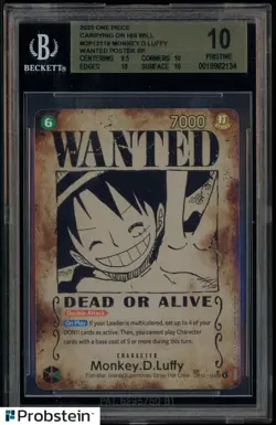 2025 One Piece Carrying/Will OP13118 Monkey D. Luffy Wanted Poster SP BGS 10 - Image 1
