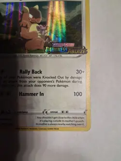 (See Desc) Kangaskhan Darkness Ablaze Prerelease Black Star Promo Pokemon Card - Image 2