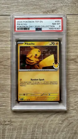 Pokemon Pikachu 051/162 - Pokemon Day 2026 Collection Holo Promo Card (PSA 8) - Image 1