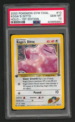 Koga's Ditto Holo Pokemon Card 1st Edition Gym Challenge 10/132 ARK BGS PSA 10 - Image 1