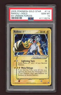 Raikou Gold Star Holo Pokemon Card Unseen Forces 14/115 ARK BGS PSA 10 - Image 1