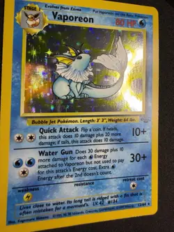 Vaporeon Jungle Holo Rare Pokemon Card 12/64 80 HP Wizards of the Coast 1999 - Image 4
