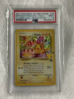 2021 Pokemon Celebrations Birthday Pikachu #24 Black Star PSA 9 *Extra Cards* - Image 1