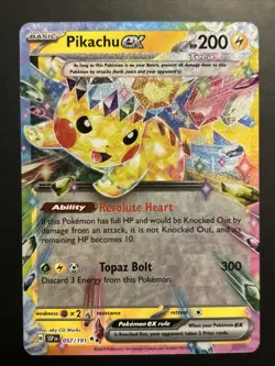 Pikachu ex 057/191 Sv08: Surging Sparks Holo Pokemon TCG NM - Image 1