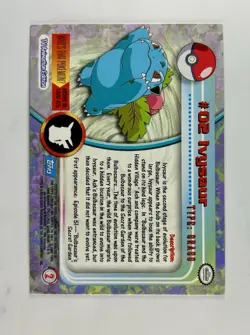 Ivysaur 1999 Topps Pokemon TV Animation Series 1 Rainbow #02 Blue Label * NM - Image 2