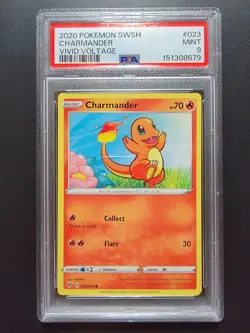 2020 POKEMON SWORD & SHIELD VIVID VOLTAGE #023 CHARMANDER PSA 9 - Image 1