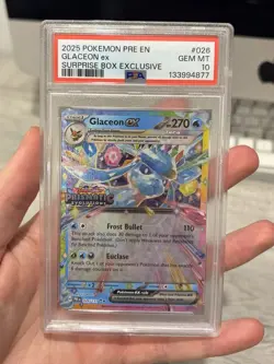 2025 POKEMON #26/131 GLACEON EX *SURPRISE BOX EXCLUSIVE PSA 10 GEM MINT* - Image 1