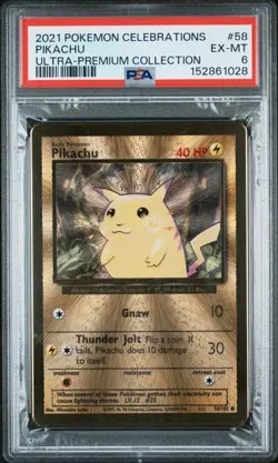 2021 POKEMON CELEBRATIONS ULTRA-PREMIUM COLLECTION #58 PIKACHU PSA 6 (028 - Image 1
