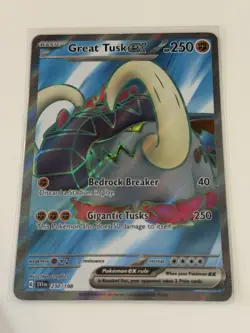 Great Tusk ex 230/198 Ultra Rare Scarlet & Violet Pokemon Near Mint - Image 1