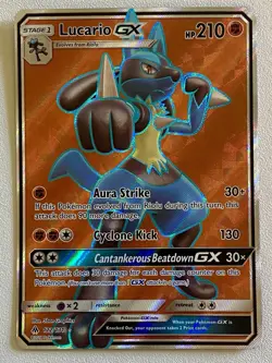 Pokemon Sun & Moon Forbidden Light Ultra Rare Holo Lucario GX Full Art #122/131 - Image 1