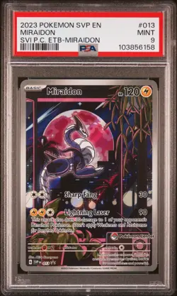 2023 POKEMON SVP EN-SV POKEMON CENTER ETB BLACK STAR PROMO #013 MIRAIDON PSA 9 - Image 1