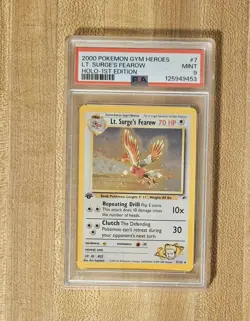 2000 Pokemon Gym Heroes 1st Edition Lt. Surge's Fearow Holo 7/132 - PSA 9 - Image 1