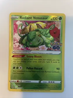 Radiant Venusaur 004/078 Pokemon Radiant Rare Pokemon GO Card NM - Image 1