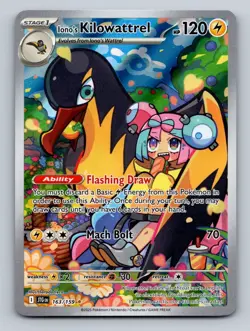 Pokemon TCG Iono's Kilowattrel Holo Illustration Rare SV09: Journey Together 163 - Image 1