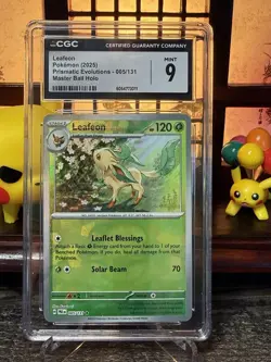 Pokemon CGC Mint 9 Prismatic Evolutions English Leafeon Ex Master Ball 005/131 - Image 1
