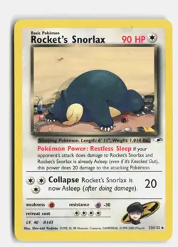 Rocket's Snorlax 33/132 Gym Heroes Rare Pokemon Unlimited LP - Image 1