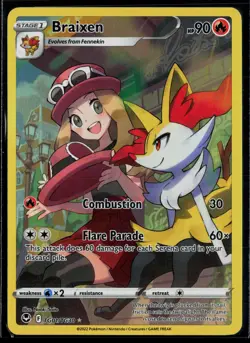 Braixen TG01/TG30 Silver Tempest Trainer Gallery Holo Pokemon - Image 1