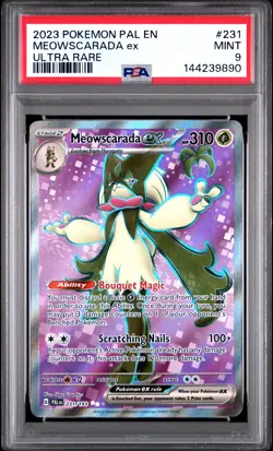 PSA MINT 9 - 2023 POKEMON PAL EN-PALDEA EVOLVED ULTRA RARE 231 MEOWSCARADA ex - Image 1