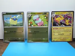 Pokemon TCG Mareep Flaaffy Ampharos Reverse Holo Evolution Set Chaos Rising NM - Image 1