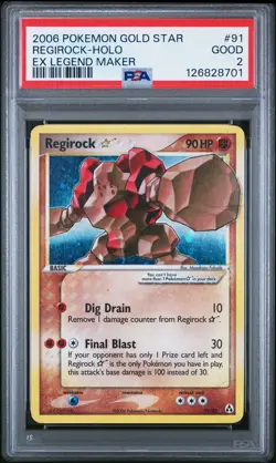 2006 POKEMON EX LEGEND MAKER GOLD STAR #91 REGIROCK-HOLO PSA 2 - Image 1