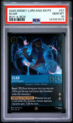 PSA 10 SCAR - EERILY PREPARED 21 BUY-A-BOX DISNEY LORCANA EN P3-PROMO LORCANA - Image 1