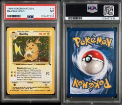 1999 Pokemon Fossil Raichu-Holo #14 PSA 7 NM - Image 3