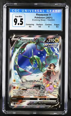 2021 Pokemon Evolving Skies Rayquaza V #194/203 English CGC 10 - Image 1