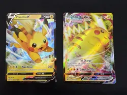 Pokemon PTCG Pikachu V & Vmax Black Star Promo SWSH285 & SWSH286 Near Mint - Image 1