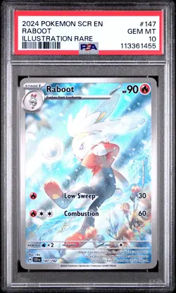 2024 POKEMON SCR EN-STELLAR CROWN ILLUSTRATION RARE #147 RABOOT PSA 10 - Image 1